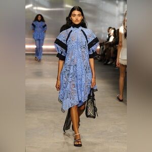 NWT $995 3.1 Phillip Lim Corded Lace Handkerchief Hem Dress In Blue